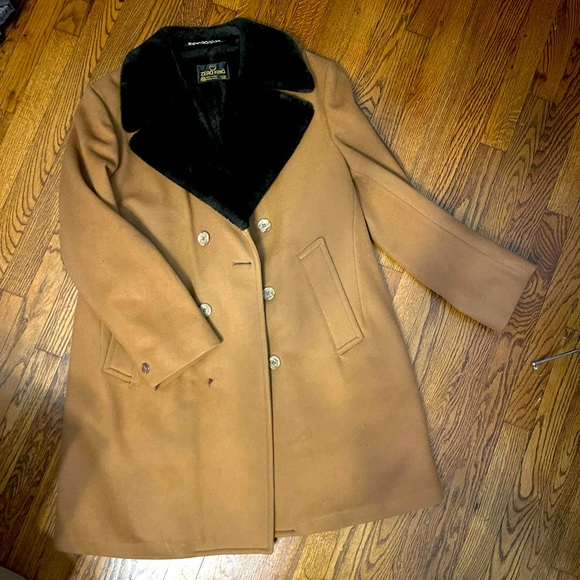 Heavy lined wool faux fur coat - Picture 1 of 3